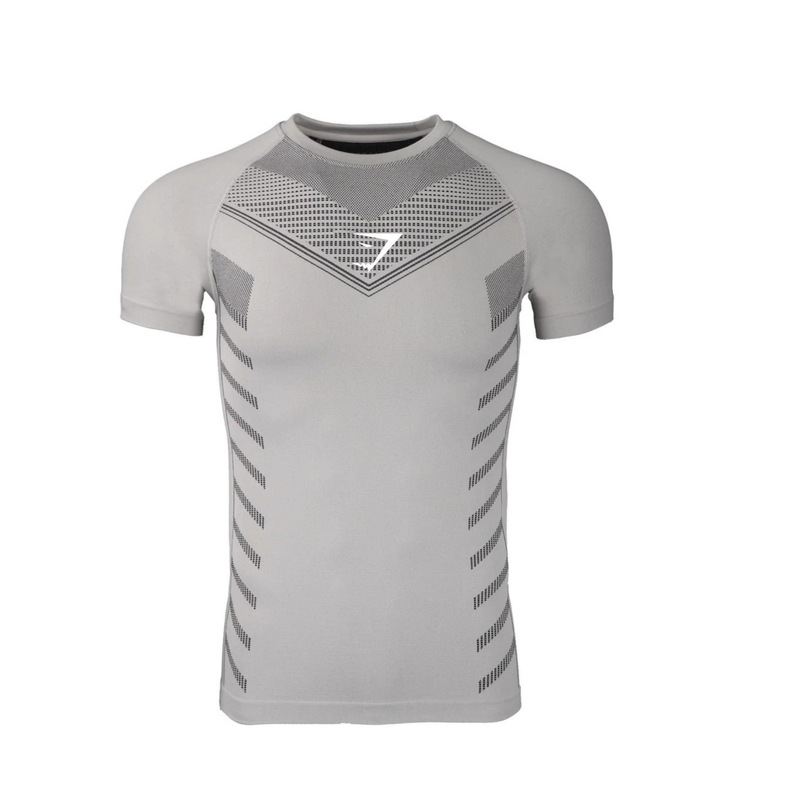 Gymshark American Sports Fitness Men's T-Shirt Tops Breathable Tight-Fitting High-Elastic Short-Sleeved Casual Running Shark