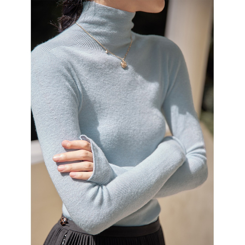 Soligther Wool Seamless One-Piece High-Neck Bottoming Knitwear 2025 Autumn and Winter New Pure Color Inner Top
