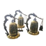 仿古青铜鱼撞钟和尚撞钟锁撞龙纹钟风水摆件家居办公乔迁精美礼品