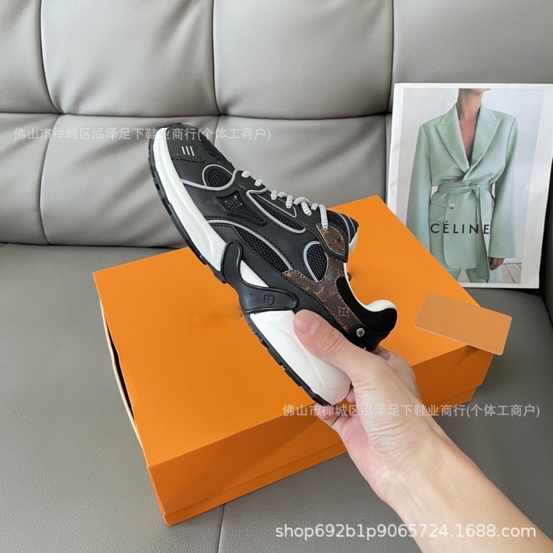 顶版2025新款撞色银角老爹鞋男女情侣真皮网面厚底超轻休闲运动鞋|undefined