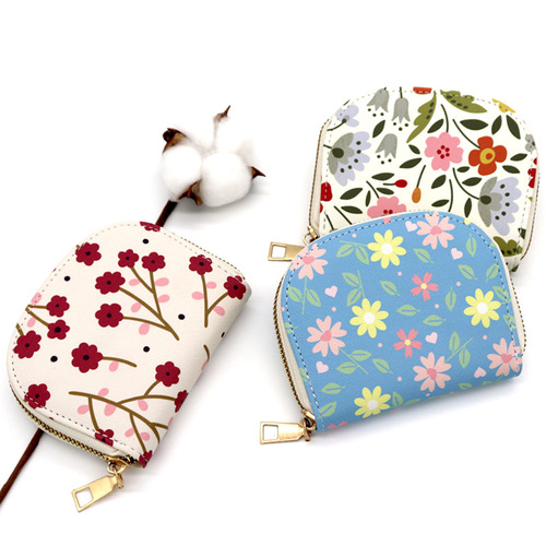 New Korean printed card holder with multiple card slots, large capacity card holder, cute small fresh coin purse, female credit card holder
