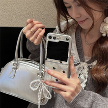 冰川纹黑白爱心适用三星GalaxyZFlip6手机壳zflip5保护套zflip4/3