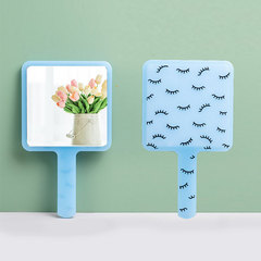 亞馬遜跨境熱銷方形手持化妝鏡可印logo半透明手柄鏡便攜補妝鏡