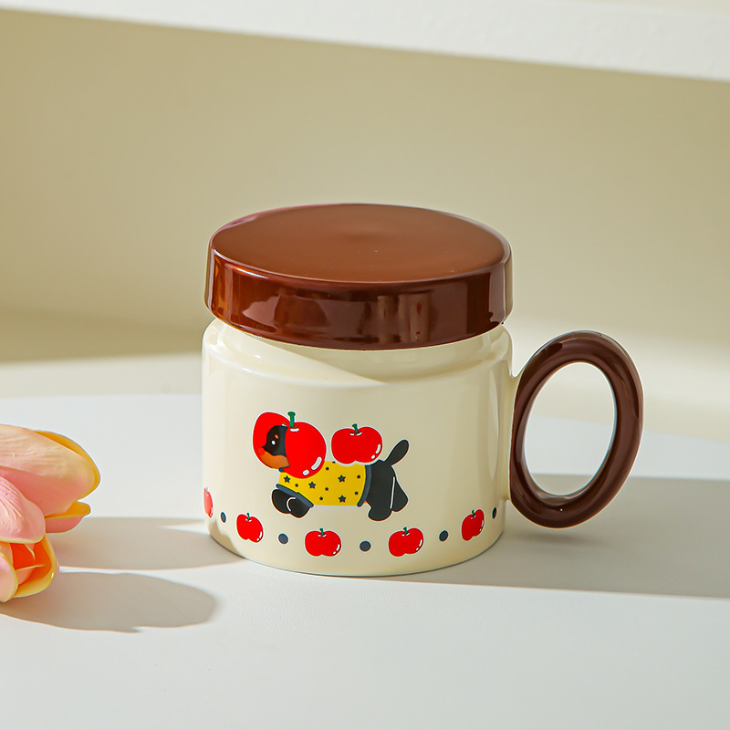 Taza de perro salchicha para chicas lindas tazas de agua caseras nuevas tazas de café de desayuno tazas de cerámica de café pareja