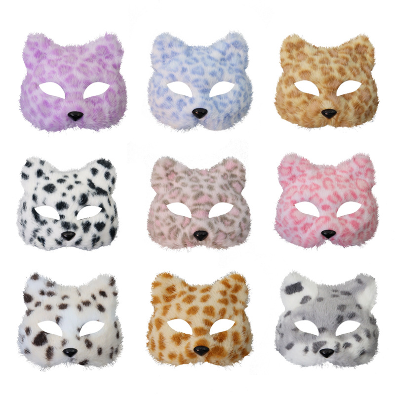 Ventas transfronterizas calientes nuevas peludos de Halloween máscaras de cara de gato máscaras de baile espectáculo de disfraz cos accesorios sexy