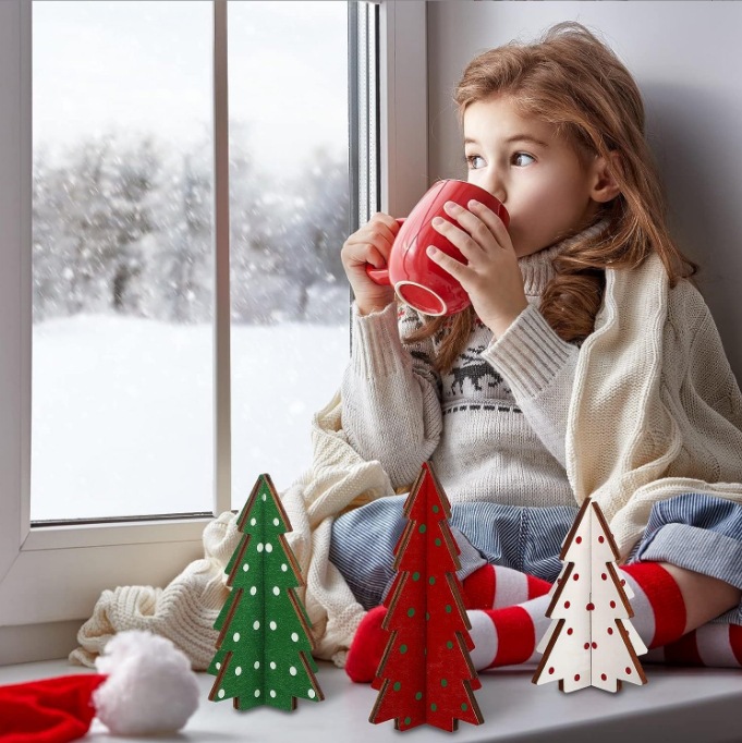 Árbol de Navidad adornos DIY madera artesanía punto Navidad colgante creativo hogar Decoración decoraciones