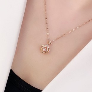 Titanium steel synthetic zircon pendant titanium steel necklace Y06 smart sachet necklace pendant