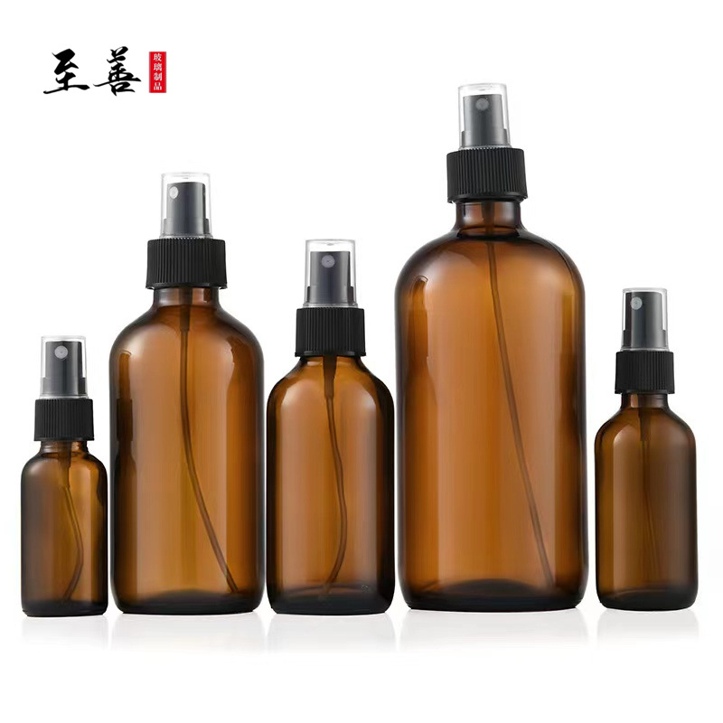 茶色洗手液瓶60ml棕色精油瓶15ml避光化妆品分装小样瓶大容量喷雾