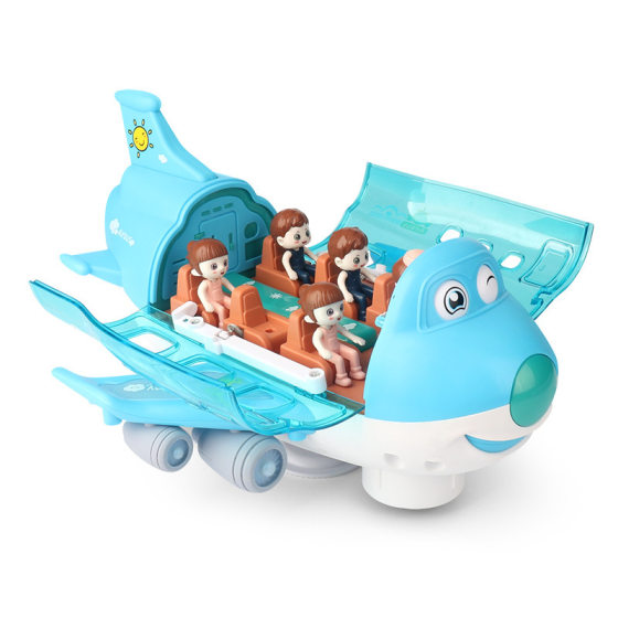 Cross-border new electric universal cartoon air passenger plane light music rotating aircraft educational children's toys wholesale