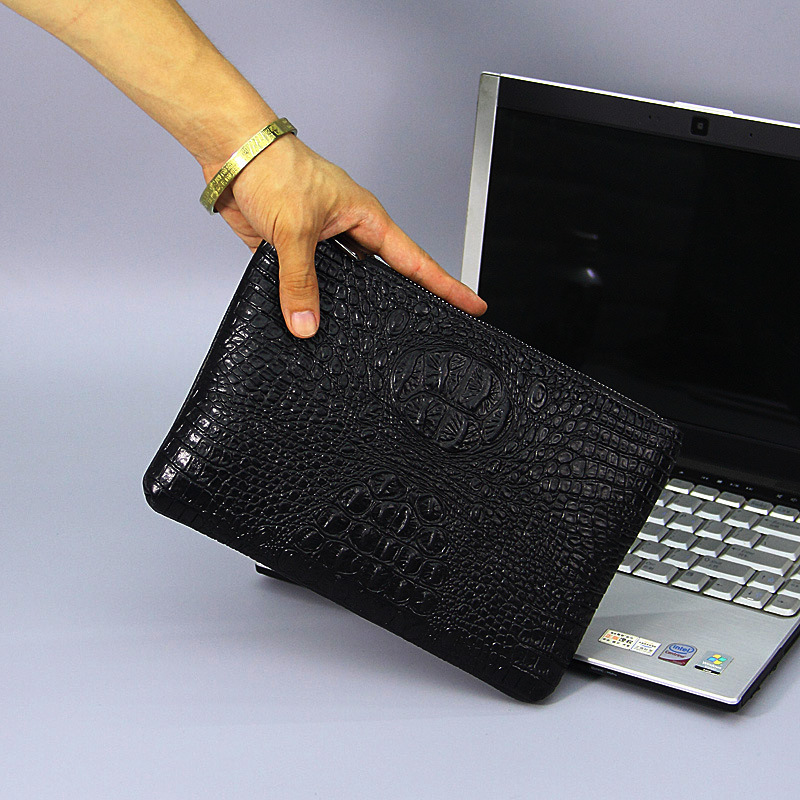 Manufacturer Wholesale 2022 Men's Clutch Bag Patterned Men's Handbag Business Hand-Held Wallet Black Trendy Retro Style