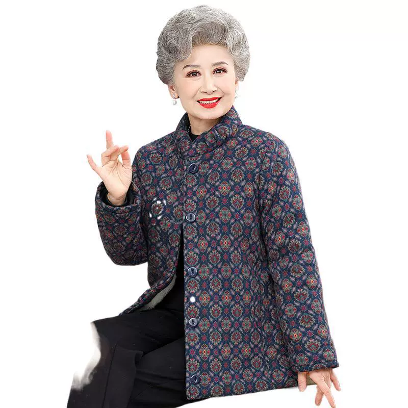Женская зимняя одежда 60-70 лет, 80 лет, утепленная стеганая куртка, утепленная стеганая куртка для бабушки, Свободное пальто для пожилых женщин на флисовой подкладке