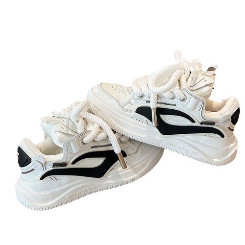 Zhao Lusi's same style dad shoes for women, genuine leather thick-soled versatile bread shoes, niche original couple style men's casual sneakers