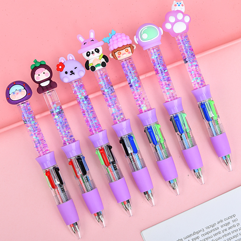 Caricatura de dibujos animados bolígrafo de cuatro colores bolígrafo creativo adorable bolígrafo multicolor bolígrafo multicolor bolígrafo para estudiantes