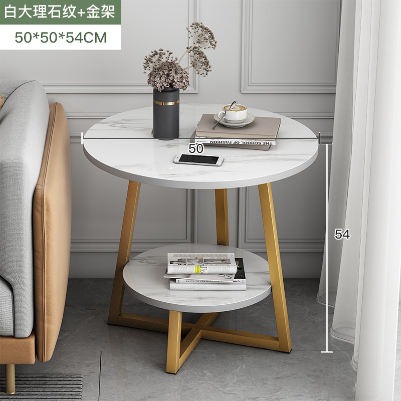 Mesa de café Luz de lujo nórdico combinación moderna simple pequeña mesa de café pequeña mesa redonda simple sala de estar casa pequeño sofá mesa lateral