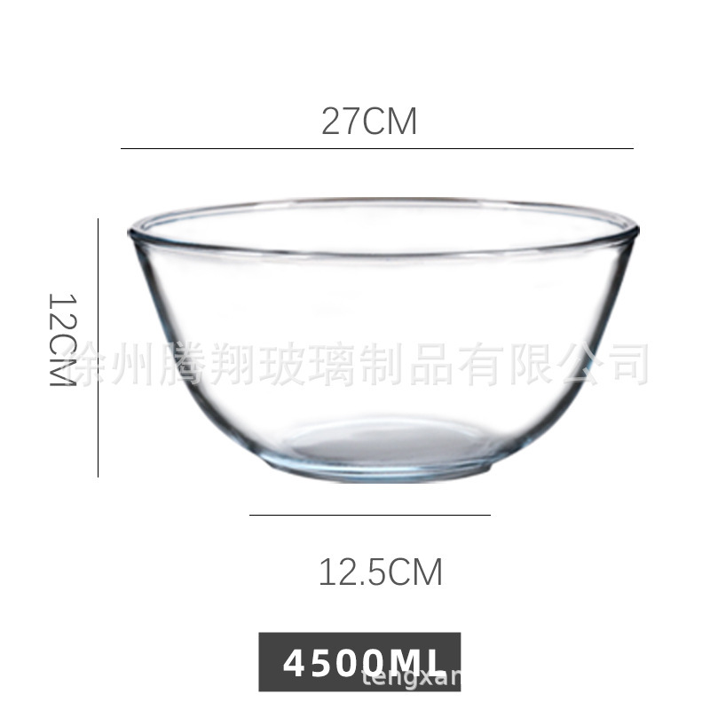 Tazón vidrio transparente grande, resistente calor, horno/microondas
