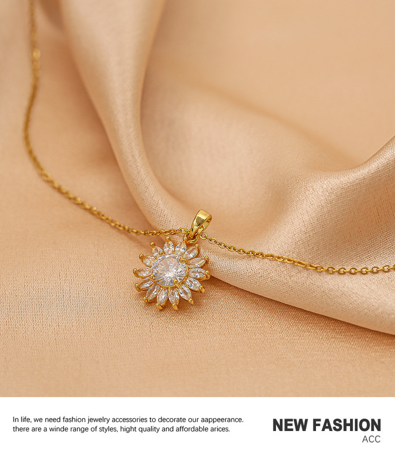 Gold Sunflower Necklace Image 6