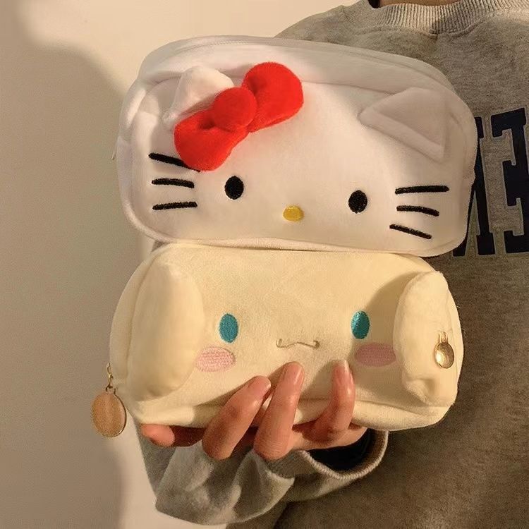 新しいかわいいぬいぐるみ猫ins風筆袋高颜値日系アニメ大容量学生文房具収納袋|undefined