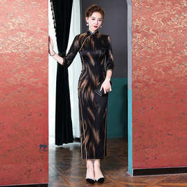 秋款高端真丝旗袍2025年新款高贵长款中袖女夏桑蚕丝改良复古气质