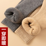 Шерстяные зимние высокие сапоги, флисовые демисезонные кашемировые гольфы, увеличенная толщина, высокая талия