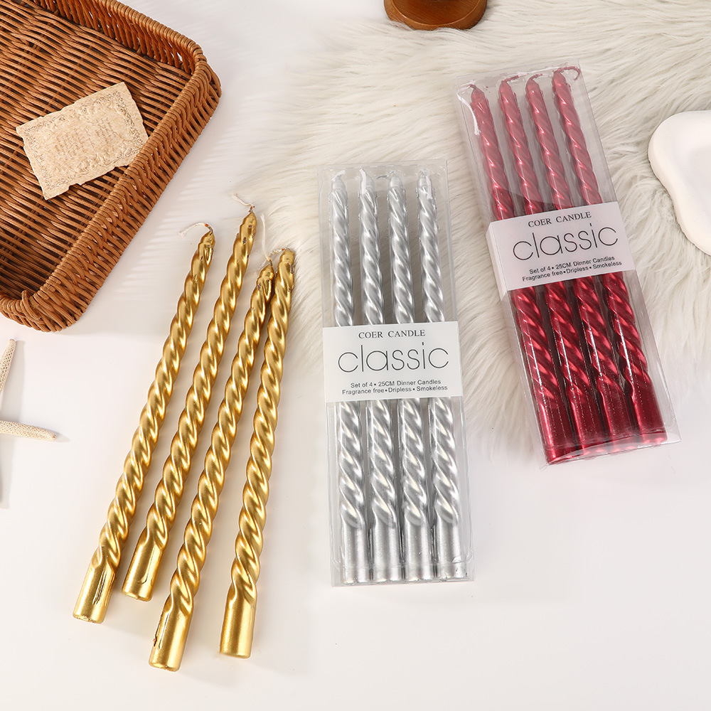 10 pulgadas europeas varillas largas roscadas de color candelabro vela al por mayor casera romántica decoración de cena vela de boda
