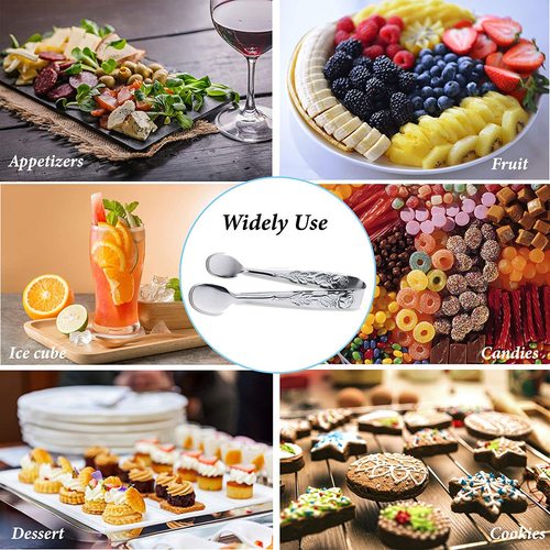 Cookie lemon slice mini 304 stainless steel food clip creative rose pattern tweezers sugar cube ice cube clip wholesale