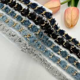 亿旺牛仔布编织金色链条小香风花边服饰链条diy 鞋帽包包装饰链子