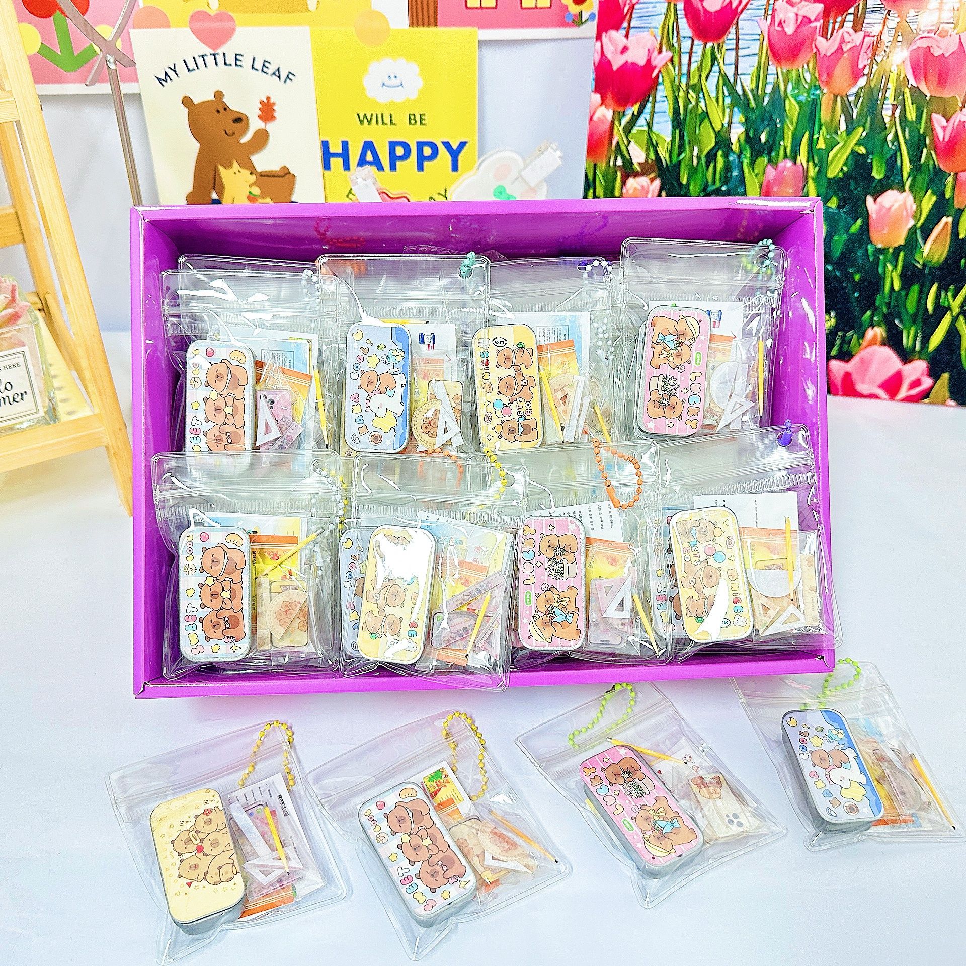 B mini juego de examen de papelería caja de papelería de simulación en miniatura caja de lápices escena de aprendizaje juguetes de decoración pequeña