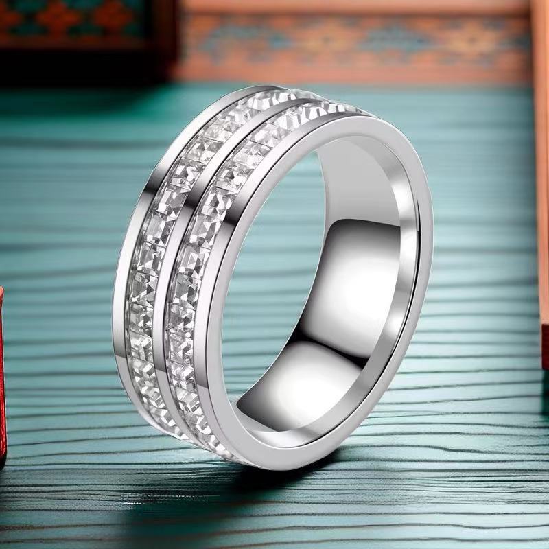 Women's Gender Wholesale Jewelry Simple Style Geometric Titanium Steel Zircon Rings