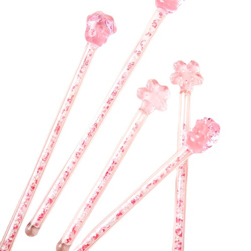 Mixing Stick Girl Heart Star Pink Glass Stirring Stick Cute Creative Long Handled Juice Coffee Extended Stirring Stick