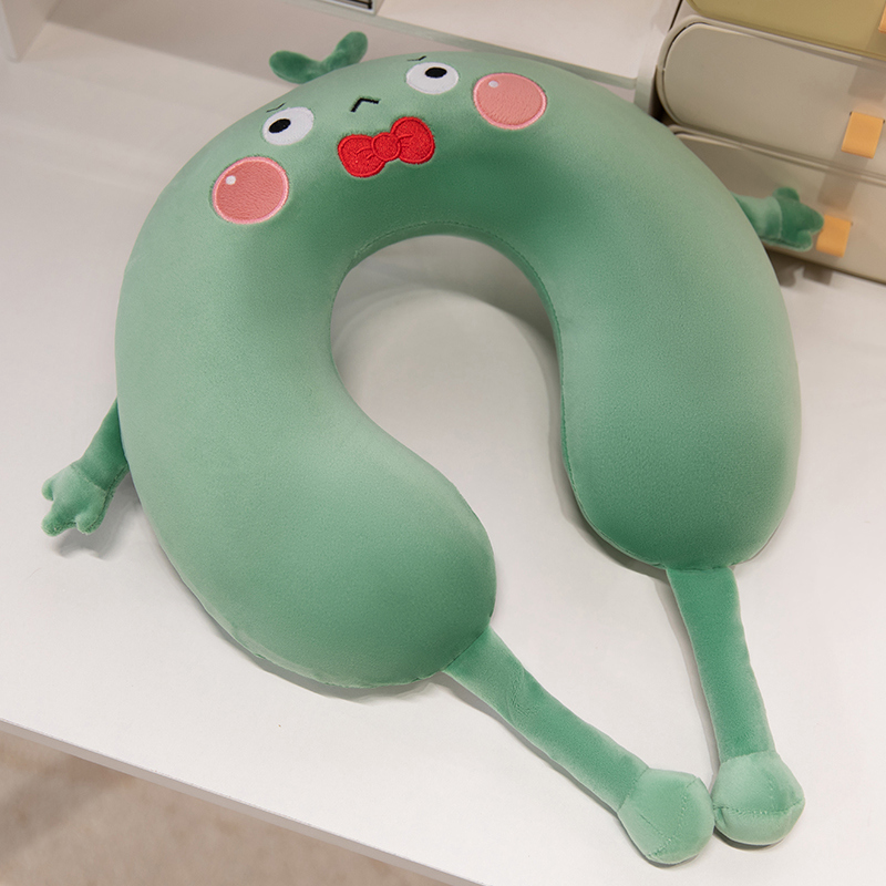 Memoria de dibujos animados algodón tipo u almohada de cuello almohada de viaje avión almohada de cuello almohada portátil almohada de almuerzo de oficina almohada