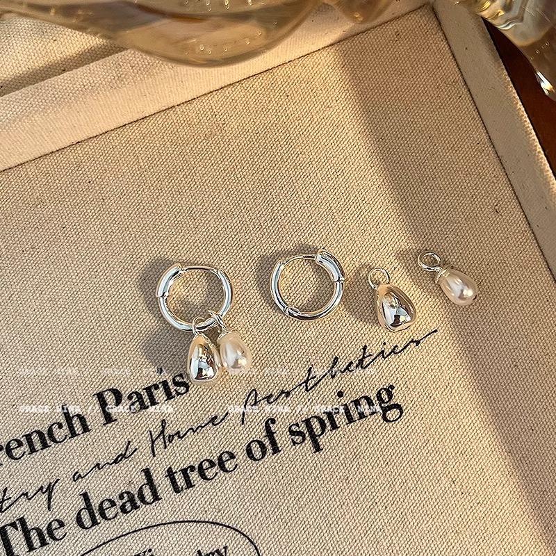 Brincos pendentes com pérolas gentle ouni para mulher conjunto_voghion.com