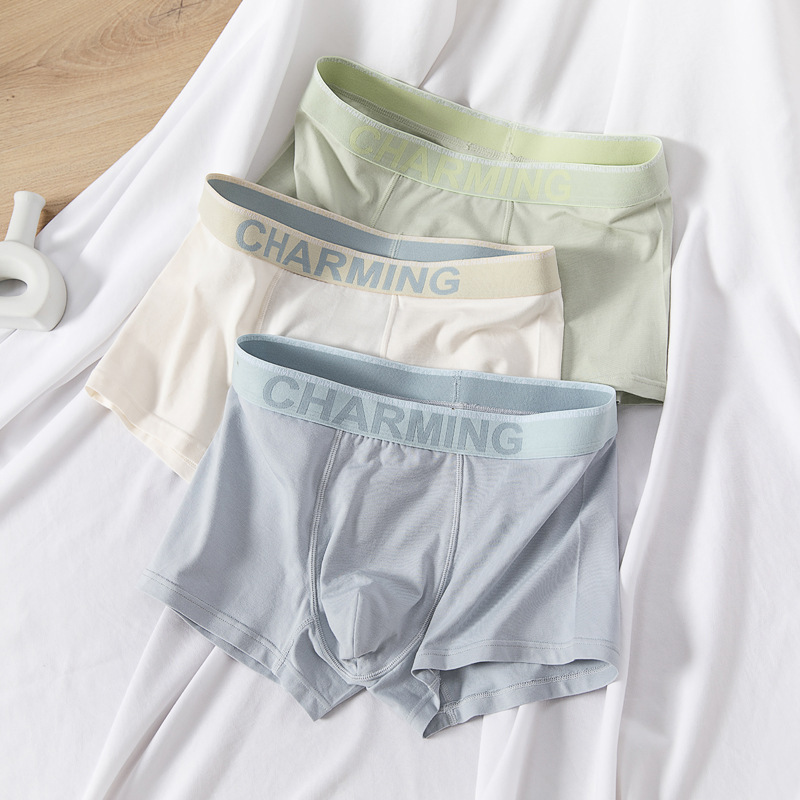 Simple Style Men's Cotton Underwear Teenager Boxer Shorts Comfortable Breathable Loose Boxer Shorts for Men