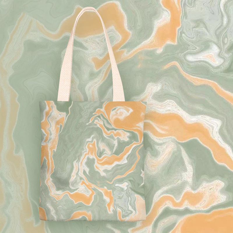 新款色彩流动卡通学生单肩帆布包手提袋少女大容量包包购物袋