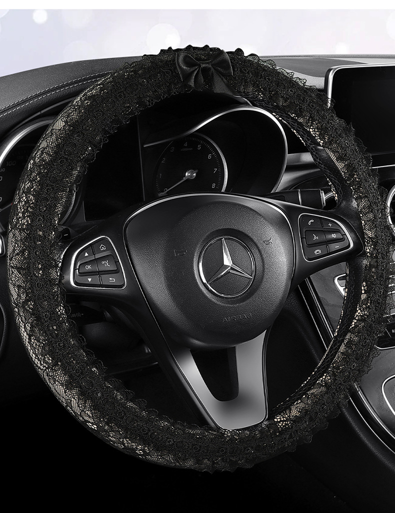 Cross-Border 26-Year New Model Lace Dirt-Resistant Breathable Non-Slip All-Season Universal Foreign Trade Exclusive Five-Seater Car Steering Wheel Cover
