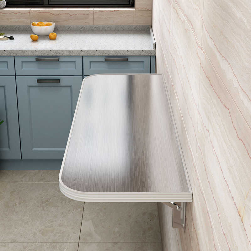 2F Foldable Microwave Oven Shelf 304 Stainless Steel Screwless Adhesive Kitchen Wall Mount Multifunctional Storage Support