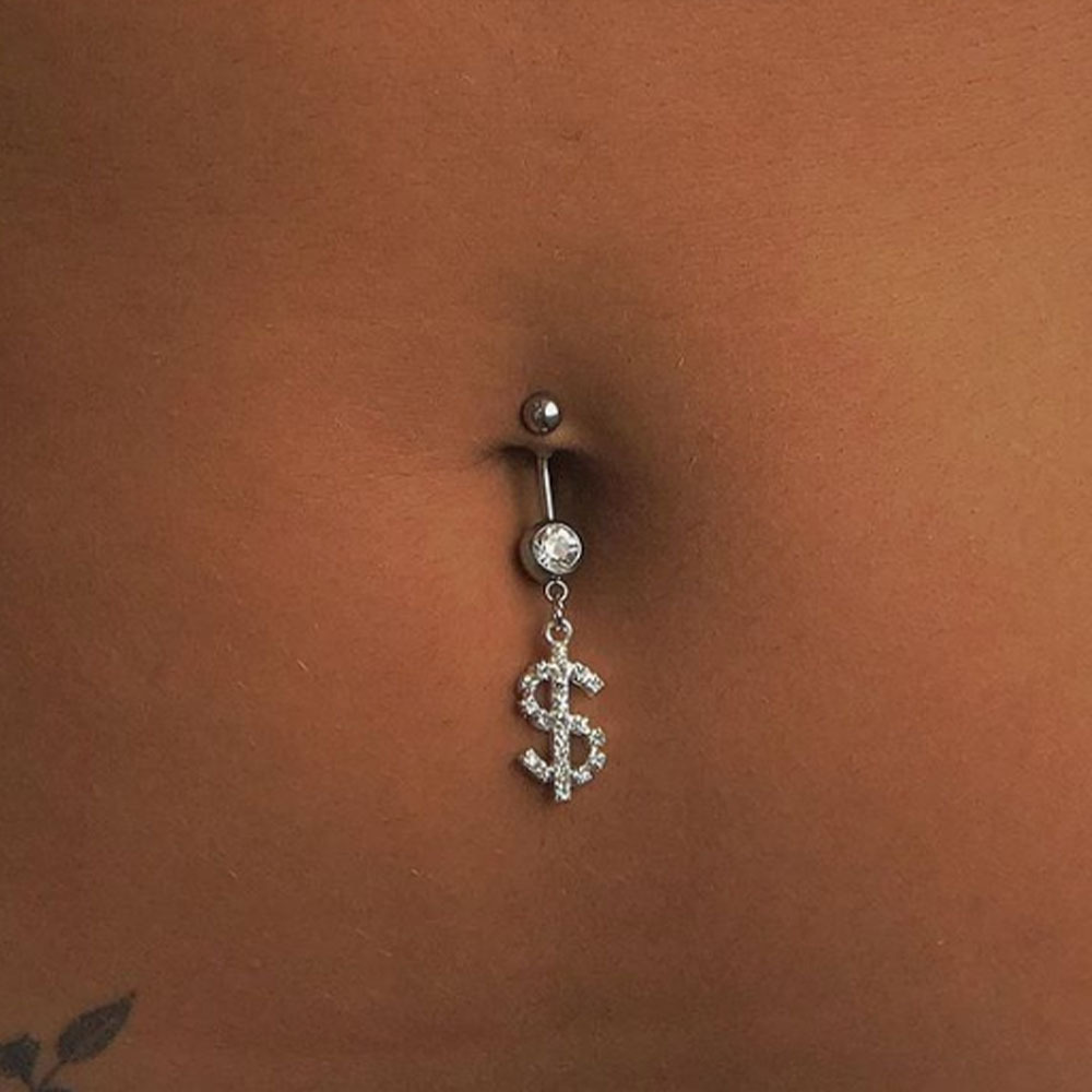 Fashion Dollars Alloy Plating Rhinestones Belly Ring