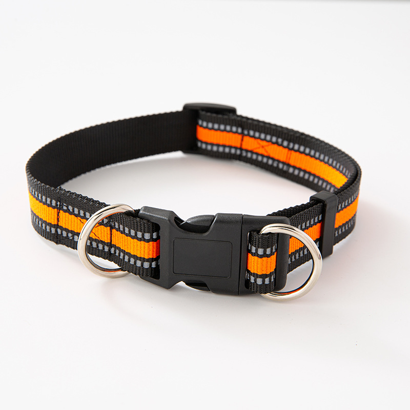 Productos para mascotas collar de nylon cuerdas transfronterizas amazonas ajustable reflectante nylon correa collar de perro directo