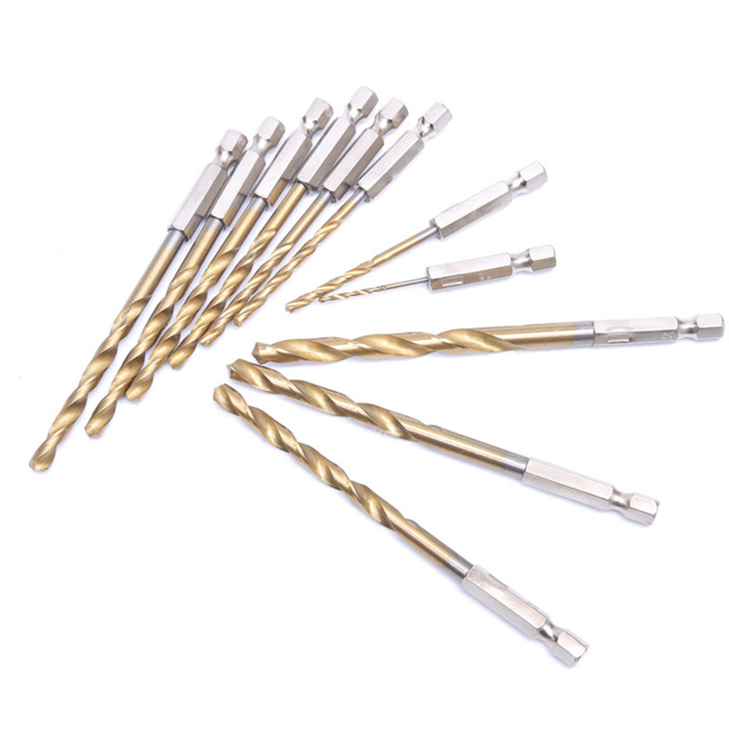 六角柄麻花ドリル高速鋼チタンメッキ1.5-6.5mm電気ドリル穴開けツール13pcs麻花ドリルセット|undefined
