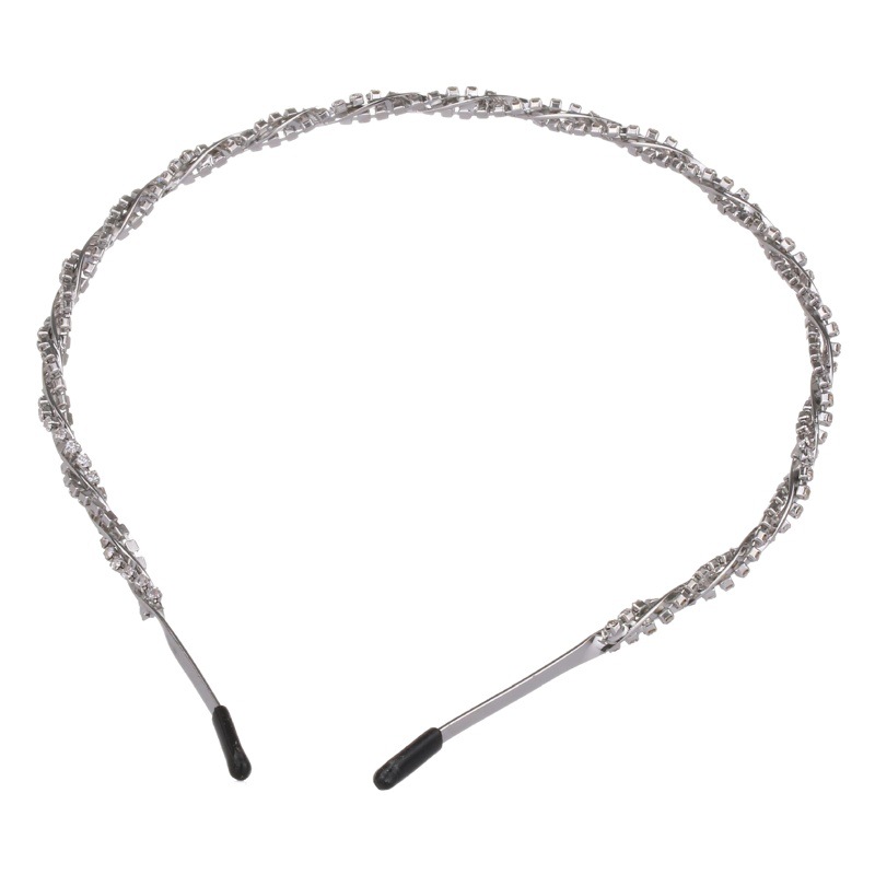 2019 nuevo estilo coreano accesorios para el cabello diadema onda de aleación de diamante-tocado incrustado diadema de una sola capa diadema de las mujeres al por mayor