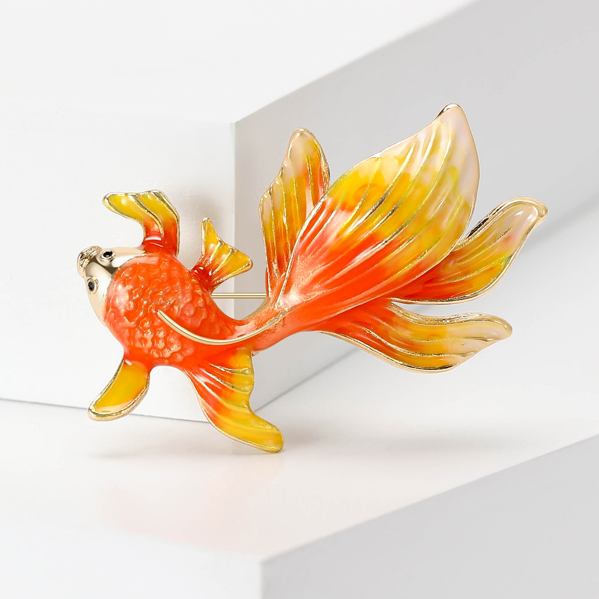 15g Weight Brooches Classification Banquet Occasion Alloy Material Goldfish Pattern All Seasons Season Women's Gender Enamel Design Chinoiserie Style Chinoiserie Pin Goldfish Alloy Enamel Women's Brooches 3