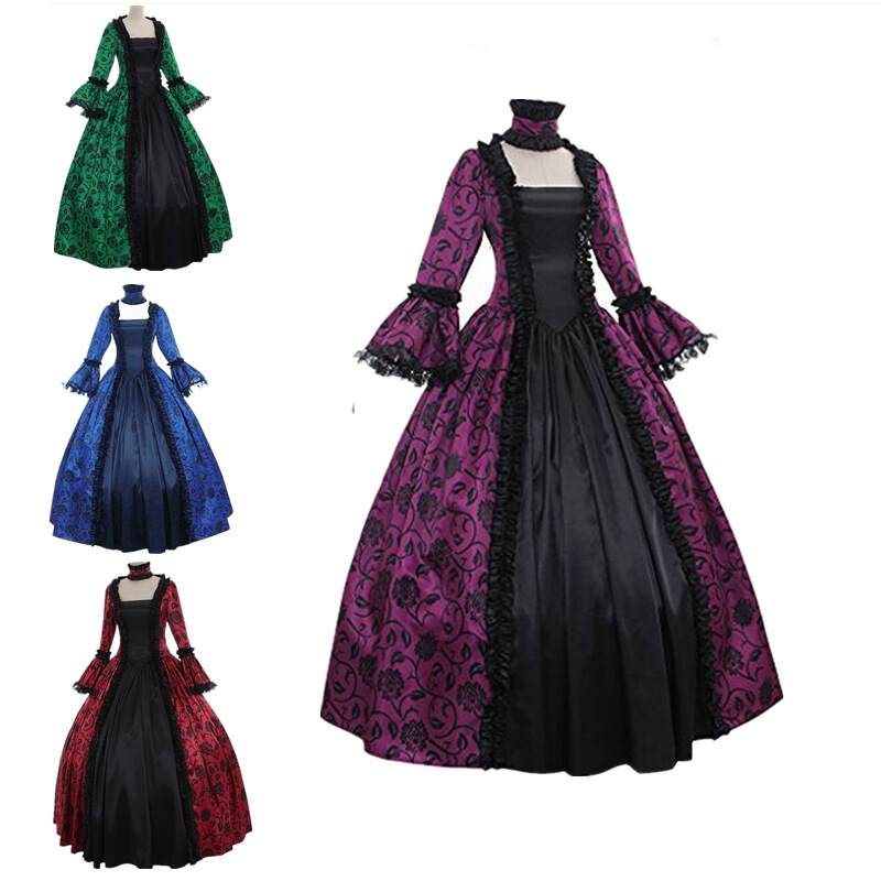 Halloween Women's Plus Size Retro Dress Long Skirt Big Skirt Prom Victorian Palace Dress Performance Costume
