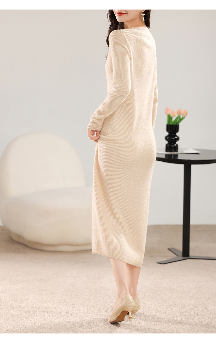 Knitted Improved Cheongsam Dress With High-end Waist-cinching_voghion.com