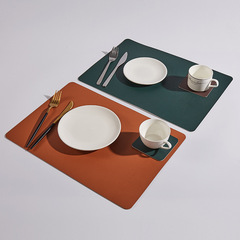 Cross-border European leather table mat with double-sided Instagram style home insulation dining table mat, two-color hotel waterproof plate and cup mat