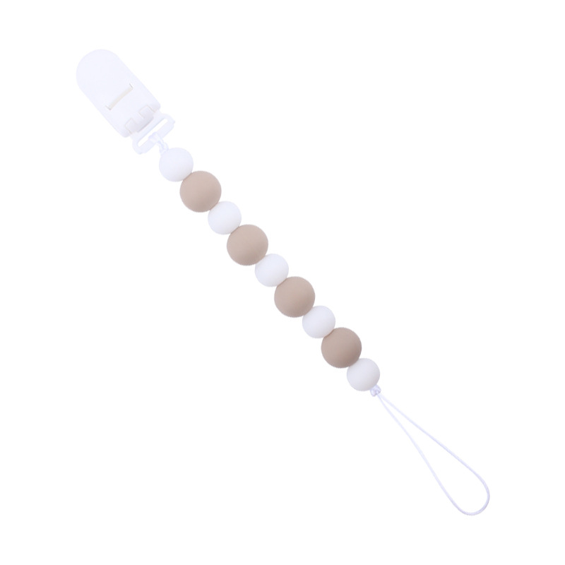 Nuevo bebé suministros de silicona chupete cadena calmante tamaño bebé cuentas mordedura pegamento molar anti-gota cadena AliExpress