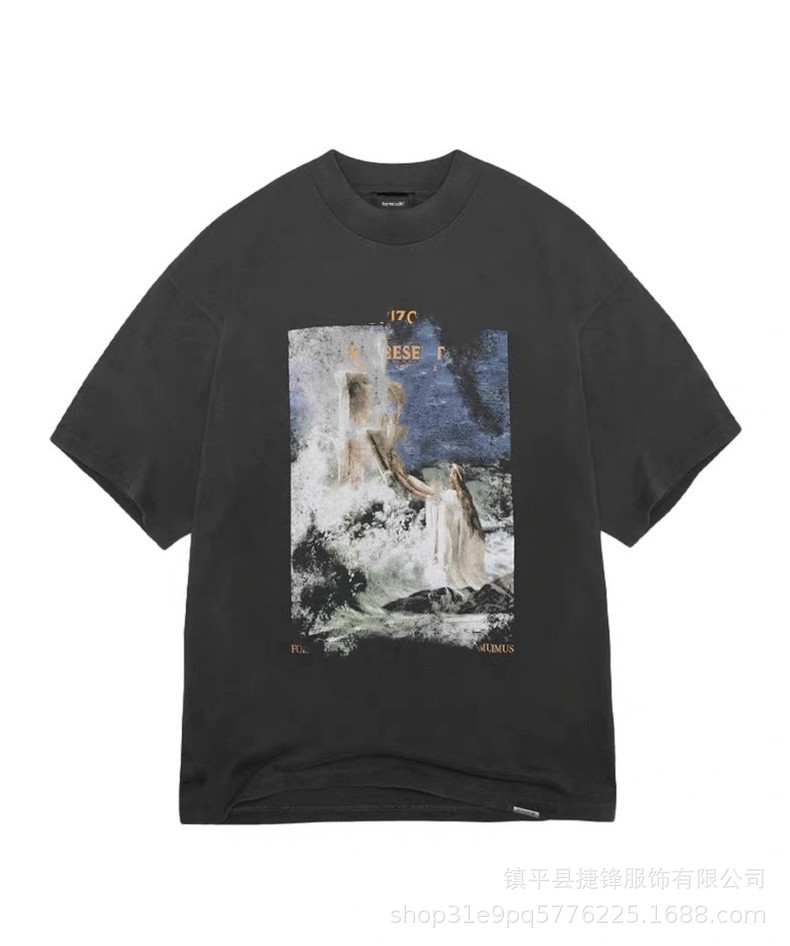 クロスボーダーの新型欧米のファッションブランドのレトロな水洗いは古い落書きをします。