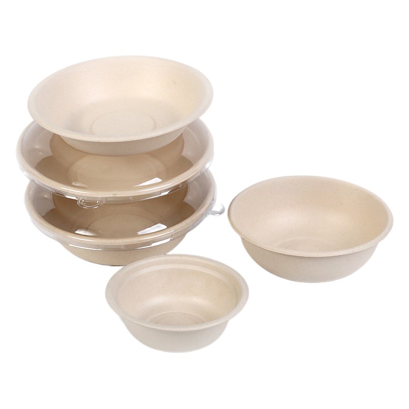 Tazón de papel degradable desechable espesado instantánea fideos barbacoa caliente olla tazón hogar comercial takeaway redondo tazón de sopa