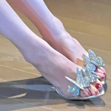 Xiaoxue Style Transparent High Heels 2024 Summer Sandals with Bowknot Rhinestone Open-Toe Women's Stiletto Trendy Sandals