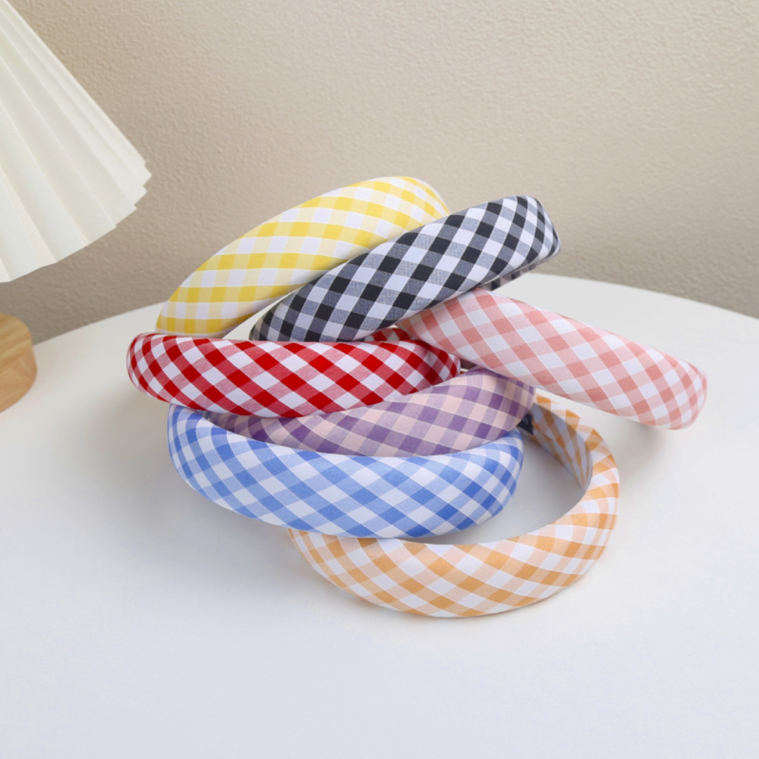 2024年韓國東大門新款甜美可愛馬卡龍格子學院風減齡增高發箍發卡