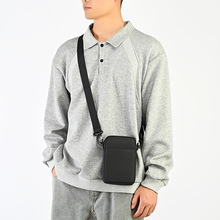 新款手机包钻石纹腰包百搭迷你男士斜挎包男休闲小包简约单肩包