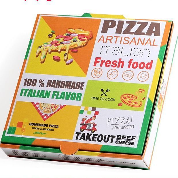 Caja de pizza Caja de embalaje de alimentos Caja de pizza comercial Caja vacía para llevar Caja kraft Caja de avión colorida Caja al por mayor
